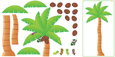 tree palm display bulletin classroom tropical monkey above theme