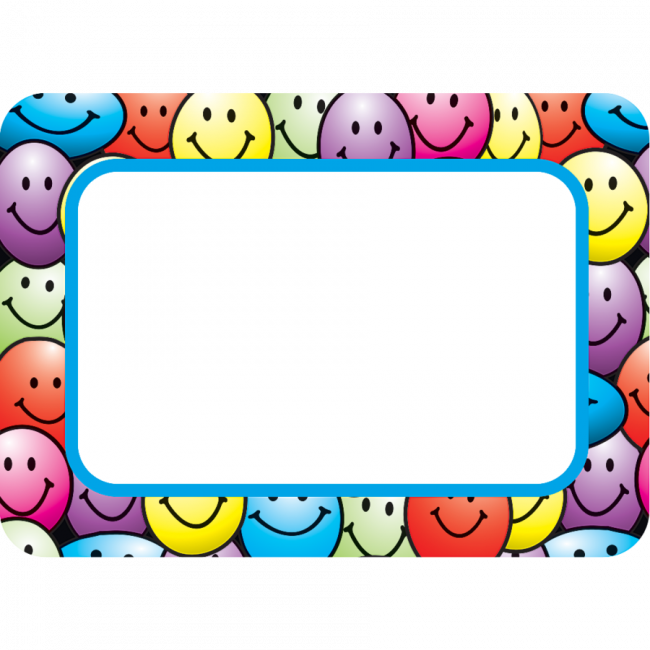36 x Colourful Smiley Name Tags Self-adhesive. Labels