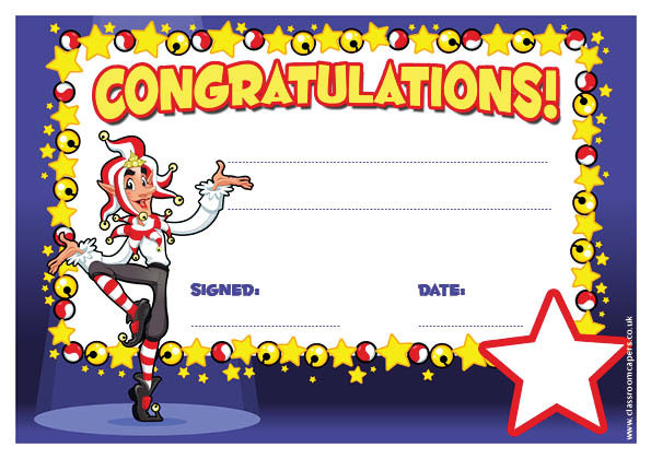 Personalised Certificates for Schools Congratulations Jester Design
