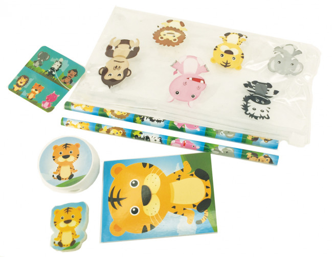 Jungle Stationery | Filled Jungle Animal Pencil Cases / Stationery Sets.  Free Delivery