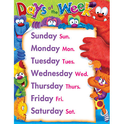 Days Of The Week Chart Free