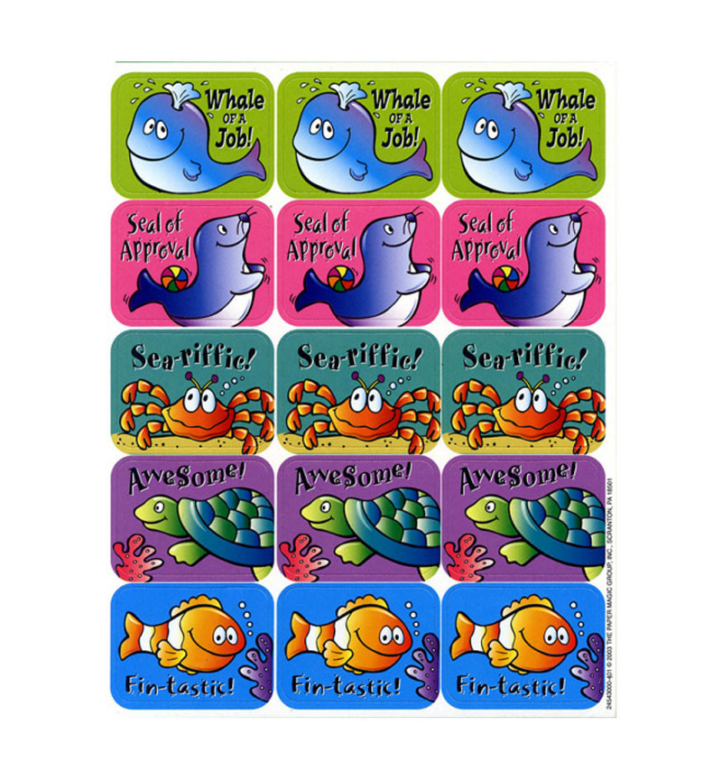 Personalised Teacher Stickers Children Reward Labels Ocean Sea Life Animal Gloss 