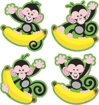 Display Accent Cards | 36 Small Cheeky Monkey and Bananas! Cut Outs. Free  Delivery