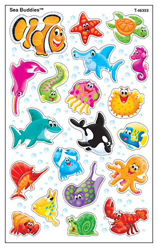 Kids Stickers | Under the Sea Animals SuperShapes Stickers. Large size.  Free Delivery