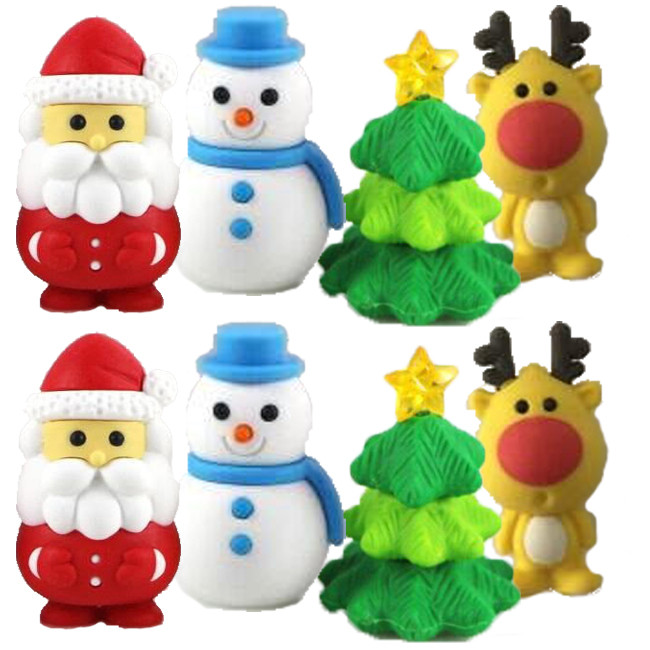 Christmas Stationery  Incredibly Cute 3D Xmas Erasers. Perfect