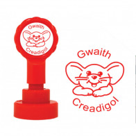 Gwaith Creadigol (Creative Work) - Welsh Teacher Stamp. Red Ink