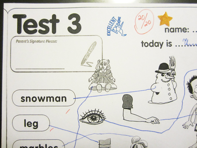 Parents Signature Teacher Marking Stamp in the Classroom