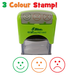 Three colour, three faces, self-assessment teacher stamp