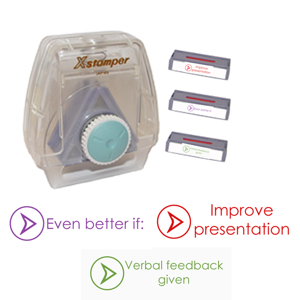 Teacher Marking Xstamper ideas - Improve presentation if, Even better if, Verbal feedback