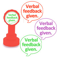 Teacher marking stamp - Verbal feedback given marking stamp in red, green AND purple!